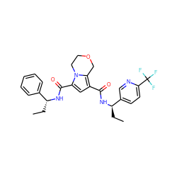 CC[C@@H](NC(=O)c1cc(C(=O)N[C@H](CC)c2ccccc2)n2c1COCC2)c1ccc(C(F)(F)F)nc1 ZINC000146073760