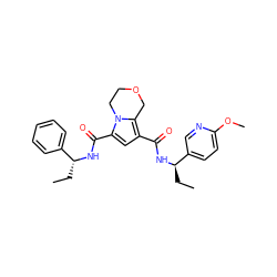 CC[C@@H](NC(=O)c1cc(C(=O)N[C@H](CC)c2ccccc2)n2c1COCC2)c1ccc(OC)nc1 ZINC000146078044