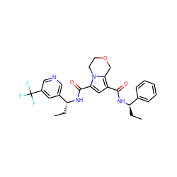 CC[C@@H](NC(=O)c1cc(C(=O)N[C@H](CC)c2cncc(C(F)(F)F)c2)n2c1COCC2)c1ccccc1 ZINC000146059012