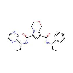 CC[C@@H](NC(=O)c1cc(C(=O)N[C@H](CC)c2cnccn2)n2c1COCC2)c1ccccc1 ZINC000146094615