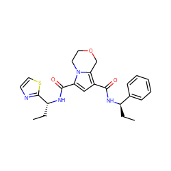 CC[C@@H](NC(=O)c1cc(C(=O)N[C@H](CC)c2nccs2)n2c1COCC2)c1ccccc1 ZINC000146097256