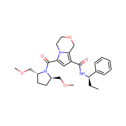 CC[C@@H](NC(=O)c1cc(C(=O)N2[C@@H](COC)CC[C@@H]2COC)n2c1COCC2)c1ccccc1 ZINC000146138822