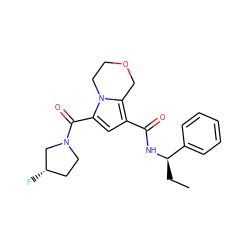 CC[C@@H](NC(=O)c1cc(C(=O)N2CC[C@H](F)C2)n2c1COCC2)c1ccccc1 ZINC000146141497