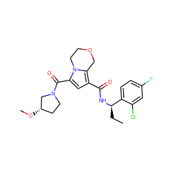 CC[C@@H](NC(=O)c1cc(C(=O)N2CC[C@H](OC)C2)n2c1COCC2)c1ccc(F)cc1Cl ZINC000146061066