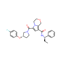 CC[C@@H](NC(=O)c1cc(C(=O)N2CC[C@H](Oc3ccc(F)cc3)C2)n2c1COCC2)c1ccccc1 ZINC000146071085