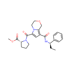 CC[C@@H](NC(=O)c1cc(C(=O)N2CCC[C@@H]2C(=O)OC)n2c1COCC2)c1ccccc1 ZINC000143757948