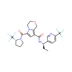 CC[C@@H](NC(=O)c1cc(C(=O)N2CCC[C@@H]2C(F)(F)F)n2c1COCC2)c1ccc(C(F)(F)F)nc1 ZINC000146135321