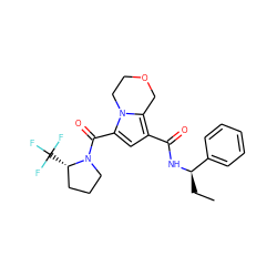 CC[C@@H](NC(=O)c1cc(C(=O)N2CCC[C@@H]2C(F)(F)F)n2c1COCC2)c1ccccc1 ZINC000146104785