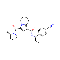 CC[C@@H](NC(=O)c1cc(C(=O)N2CCC[C@@H]2C)n2c1CCCC2)c1ccc(C#N)cc1 ZINC000146124807