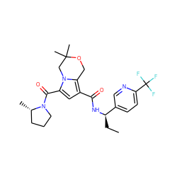 CC[C@@H](NC(=O)c1cc(C(=O)N2CCC[C@@H]2C)n2c1COC(C)(C)C2)c1ccc(C(F)(F)F)nc1 ZINC000146076653