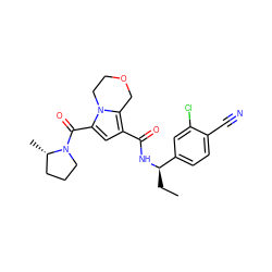 CC[C@@H](NC(=O)c1cc(C(=O)N2CCC[C@@H]2C)n2c1COCC2)c1ccc(C#N)c(Cl)c1 ZINC000146135116