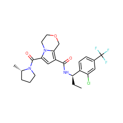 CC[C@@H](NC(=O)c1cc(C(=O)N2CCC[C@@H]2C)n2c1COCC2)c1ccc(C(F)(F)F)cc1Cl ZINC000146067665