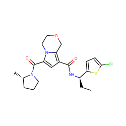 CC[C@@H](NC(=O)c1cc(C(=O)N2CCC[C@@H]2C)n2c1COCC2)c1ccc(Cl)s1 ZINC000146151069