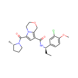 CC[C@@H](NC(=O)c1cc(C(=O)N2CCC[C@@H]2C)n2c1COCC2)c1ccc(OC)c(Cl)c1 ZINC000146100236