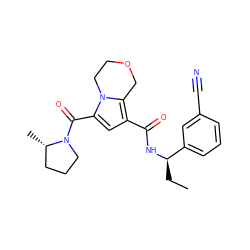 CC[C@@H](NC(=O)c1cc(C(=O)N2CCC[C@@H]2C)n2c1COCC2)c1cccc(C#N)c1 ZINC000146119679