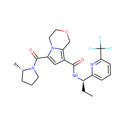 CC[C@@H](NC(=O)c1cc(C(=O)N2CCC[C@@H]2C)n2c1COCC2)c1cccc(C(F)(F)F)n1 ZINC000146091082