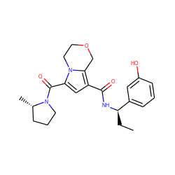 CC[C@@H](NC(=O)c1cc(C(=O)N2CCC[C@@H]2C)n2c1COCC2)c1cccc(O)c1 ZINC000146118673