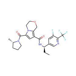 CC[C@@H](NC(=O)c1cc(C(=O)N2CCC[C@@H]2C)n2c1COCC2)c1cnc(C(F)(F)F)c(F)c1 ZINC000146103738