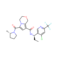 CC[C@@H](NC(=O)c1cc(C(=O)N2CCC[C@@H]2C)n2c1COCC2)c1cnc(C(F)(F)F)cc1Cl ZINC000146052515