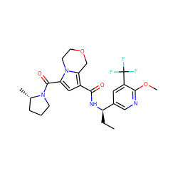 CC[C@@H](NC(=O)c1cc(C(=O)N2CCC[C@@H]2C)n2c1COCC2)c1cnc(OC)c(C(F)(F)F)c1 ZINC000146105355