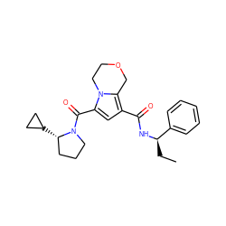 CC[C@@H](NC(=O)c1cc(C(=O)N2CCC[C@@H]2C2CC2)n2c1COCC2)c1ccccc1 ZINC000146095845