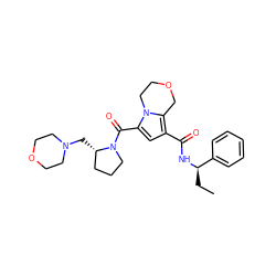 CC[C@@H](NC(=O)c1cc(C(=O)N2CCC[C@@H]2CN2CCOCC2)n2c1COCC2)c1ccccc1 ZINC000146093817