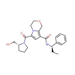 CC[C@@H](NC(=O)c1cc(C(=O)N2CCC[C@@H]2CO)n2c1COCC2)c1ccccc1 ZINC000146109986