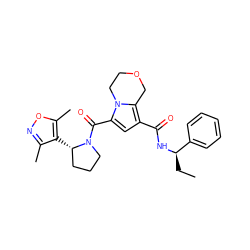 CC[C@@H](NC(=O)c1cc(C(=O)N2CCC[C@@H]2c2c(C)noc2C)n2c1COCC2)c1ccccc1 ZINC000146139040