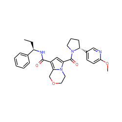 CC[C@@H](NC(=O)c1cc(C(=O)N2CCC[C@@H]2c2ccc(OC)nc2)n2c1COCC2)c1ccccc1 ZINC000146141109