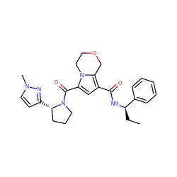 CC[C@@H](NC(=O)c1cc(C(=O)N2CCC[C@@H]2c2ccn(C)n2)n2c1COCC2)c1ccccc1 ZINC000146071283