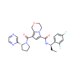 CC[C@@H](NC(=O)c1cc(C(=O)N2CCC[C@@H]2c2cnccn2)c2n1CCOC2)c1ccc(F)cc1F ZINC000146078468