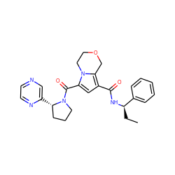 CC[C@@H](NC(=O)c1cc(C(=O)N2CCC[C@@H]2c2cnccn2)n2c1COCC2)c1ccccc1 ZINC000146141885