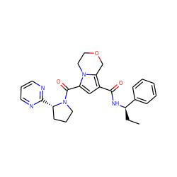 CC[C@@H](NC(=O)c1cc(C(=O)N2CCC[C@@H]2c2ncccn2)n2c1COCC2)c1ccccc1 ZINC000146094226