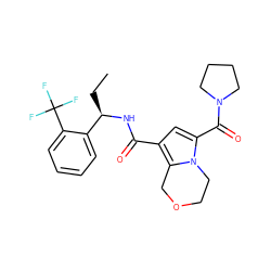 CC[C@@H](NC(=O)c1cc(C(=O)N2CCCC2)n2c1COCC2)c1ccccc1C(F)(F)F ZINC000146104579