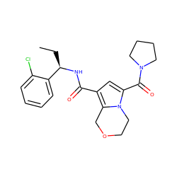 CC[C@@H](NC(=O)c1cc(C(=O)N2CCCC2)n2c1COCC2)c1ccccc1Cl ZINC001772578429