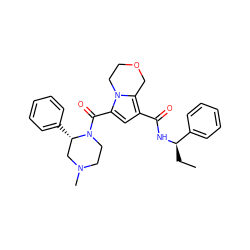 CC[C@@H](NC(=O)c1cc(C(=O)N2CCN(C)C[C@@H]2c2ccccc2)n2c1COCC2)c1ccccc1 ZINC000146055940