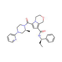 CC[C@@H](NC(=O)c1cc(C(=O)N2CCN(c3ccccn3)C[C@@H]2C)n2c1COCC2)c1ccccc1 ZINC000146092353