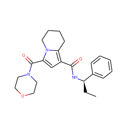 CC[C@@H](NC(=O)c1cc(C(=O)N2CCOCC2)n2c1CCCC2)c1ccccc1 ZINC000146148591