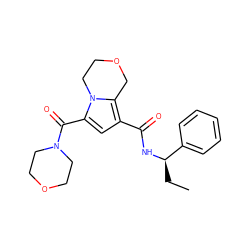 CC[C@@H](NC(=O)c1cc(C(=O)N2CCOCC2)n2c1COCC2)c1ccccc1 ZINC001772605226