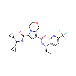 CC[C@@H](NC(=O)c1cc(C(=O)NC(C2CC2)C2CC2)n2c1COCC2)c1ccc(C(F)(F)F)nc1 ZINC000146128705