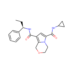 CC[C@@H](NC(=O)c1cc(C(=O)NC2CC2)n2c1COCC2)c1ccccc1 ZINC000146111382