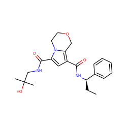 CC[C@@H](NC(=O)c1cc(C(=O)NCC(C)(C)O)n2c1COCC2)c1ccccc1 ZINC000143782603