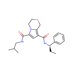 CC[C@@H](NC(=O)c1cc(C(=O)NCC(C)C)n2c1COCC2)c1ccccc1 ZINC000146102108