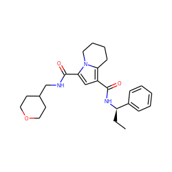 CC[C@@H](NC(=O)c1cc(C(=O)NCC2CCOCC2)n2c1CCCC2)c1ccccc1 ZINC000146077837