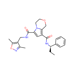 CC[C@@H](NC(=O)c1cc(C(=O)NCc2c(C)noc2C)n2c1COCC2)c1ccccc1 ZINC000143761116