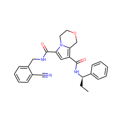 CC[C@@H](NC(=O)c1cc(C(=O)NCc2ccccc2C#N)n2c1COCC2)c1ccccc1 ZINC000143846264