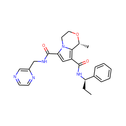 CC[C@@H](NC(=O)c1cc(C(=O)NCc2cnccn2)n2c1[C@@H](C)OCC2)c1ccccc1 ZINC000143687090