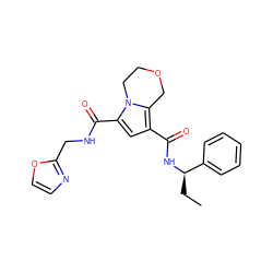 CC[C@@H](NC(=O)c1cc(C(=O)NCc2ncco2)n2c1COCC2)c1ccccc1 ZINC000143918040