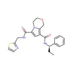 CC[C@@H](NC(=O)c1cc(C(=O)NCc2nccs2)n2c1COCC2)c1ccccc1 ZINC000146099009