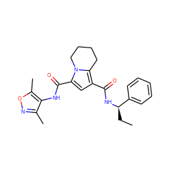 CC[C@@H](NC(=O)c1cc(C(=O)Nc2c(C)noc2C)n2c1CCCC2)c1ccccc1 ZINC000143900111